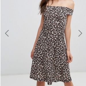 Only (from ASOS) Animal Print Off Shoulder Dress